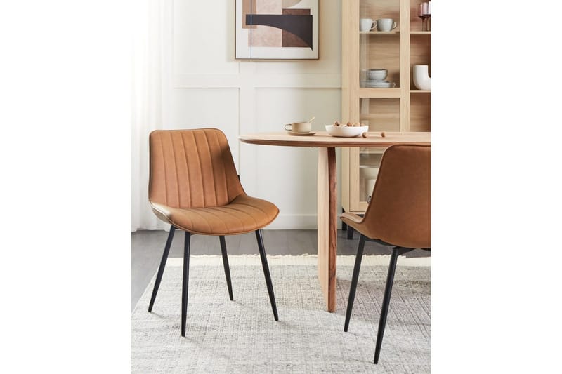 Set med 2 matstolar Dubrovnik - Brun, Svart/Konstläder - Möbler - Matplats - Matstol & köksstol