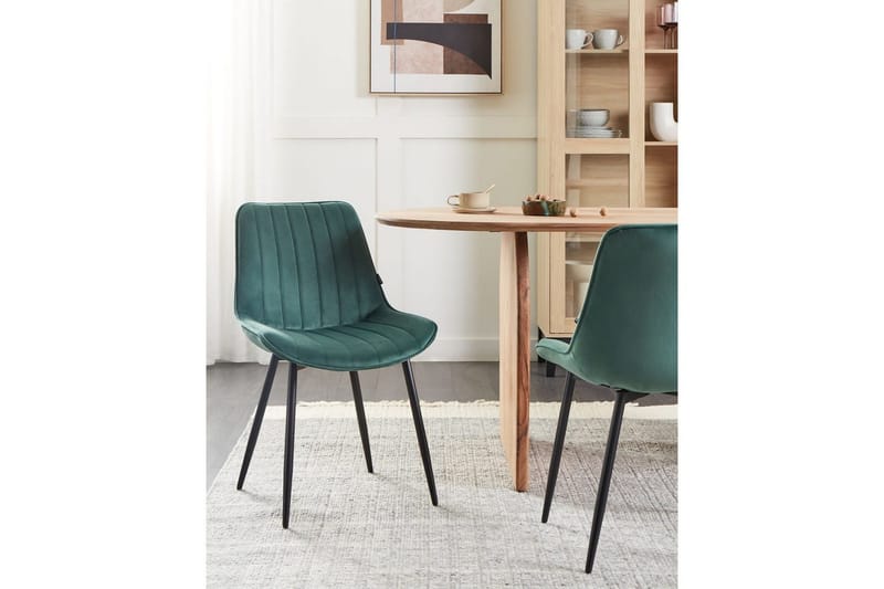 Set med 2 matstolar Dubrovnik - Grön, Svart/Sammet - Möbler - Matplats - Matstol & köksstol