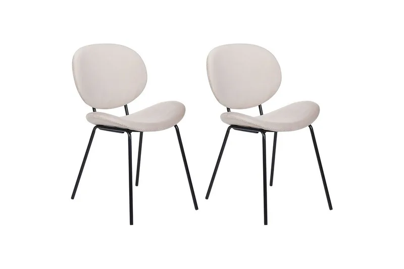 Set med 2 matstolar Luana, Beige, svart/Sammet