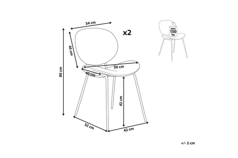 Set med 2 matstolar Luana - Beige, svart/Sammet - Möbler - Matplats - Matstol & köksstol