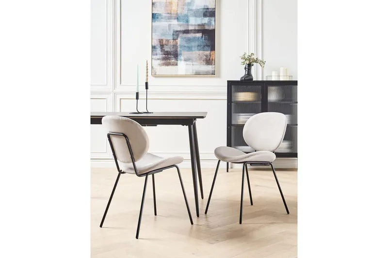 Set med 2 matstolar Luana - Beige, svart/Sammet - Möbler - Matplats - Matstol & köksstol