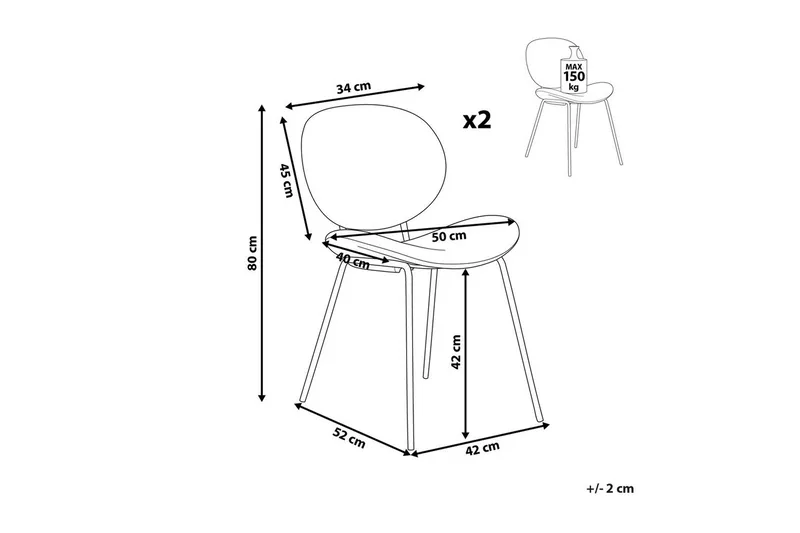 Set med 2 matstolar Luana - Grå, svart/Sammet - Möbler - Matplats - Matstol & köksstol