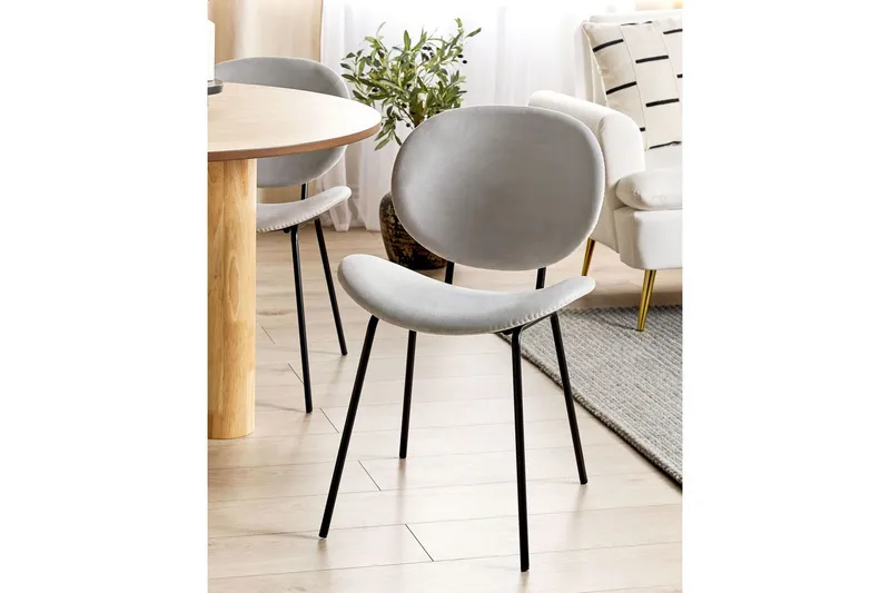 Set med 2 matstolar Luana - Grå, svart/Sammet - Möbler - Matplats - Matstol & köksstol