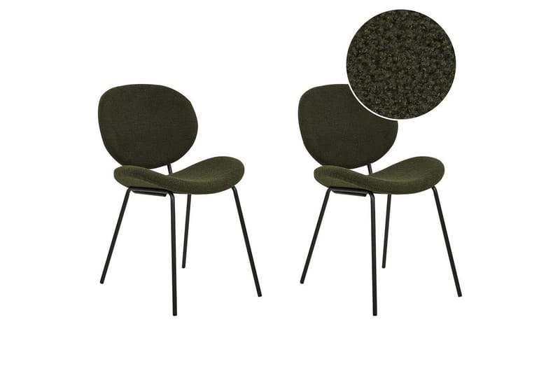 Set med 2 matstolar Luana - Grön, Svart/Bouclé - Möbler - Matplats - Matstol & köksstol