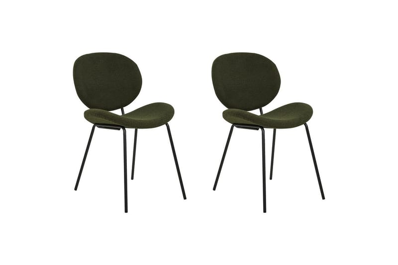 Set med 2 matstolar Luana - Grön, Svart/Bouclé - Möbler - Matplats - Matstol & köksstol