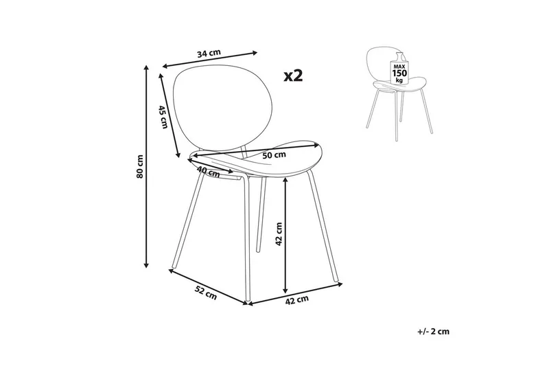Set med 2 matstolar Luana - Svart, Vit/Polyester - Möbler - Matplats - Matstol & köksstol