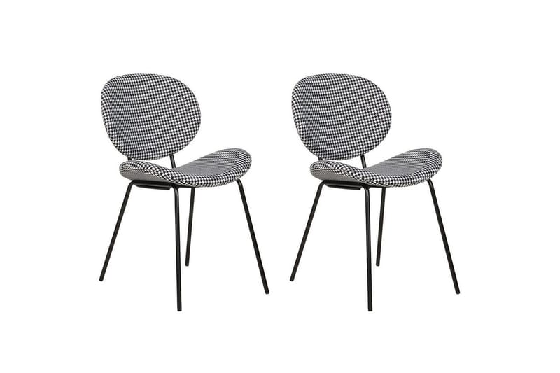 Set med 2 matstolar Luana, Svart, Vit/Polyester