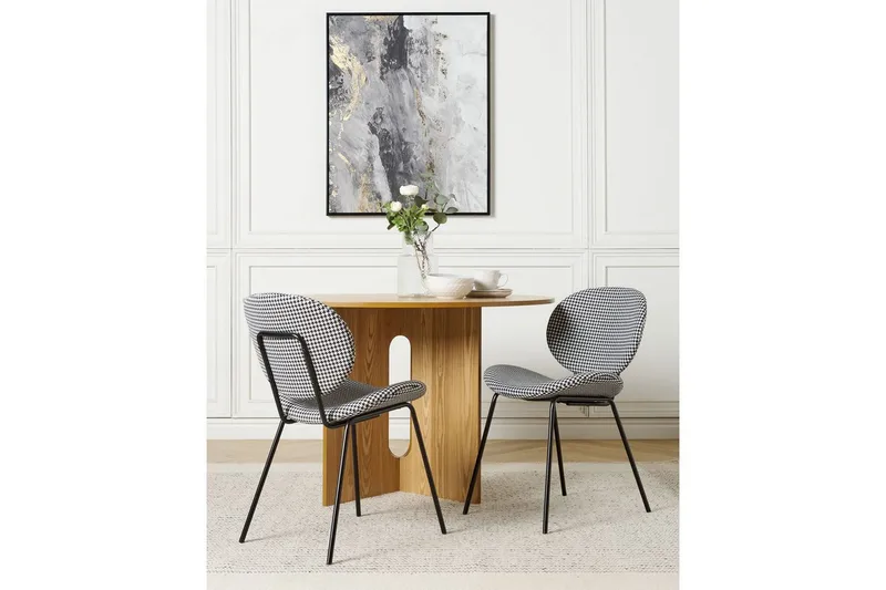 Set med 2 matstolar Luana - Svart, Vit/Polyester - Möbler - Matplats - Matstol & köksstol