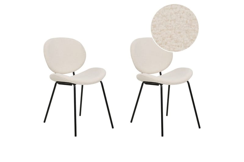 Set med 2 matstolar Luana - Vit, Svart/Bouclé - Möbler - Matplats - Matstol & köksstol