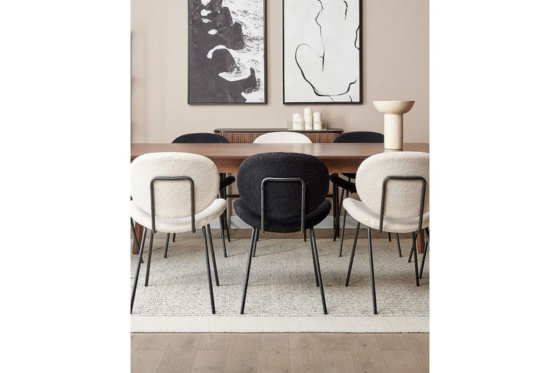 Set med 2 matstolar Luana - Vit, Svart/Bouclé - Möbler - Matplats - Matstol & köksstol