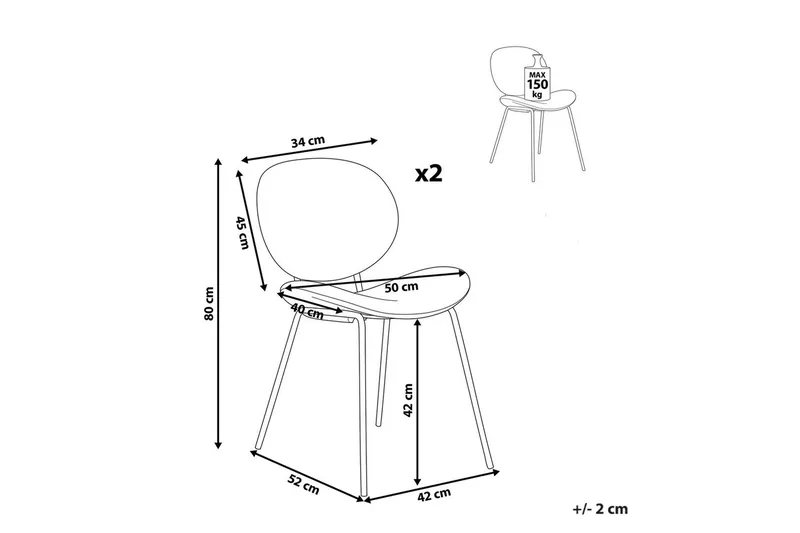 Set med 2 matstolar Luana - Vit, Svart/Bouclé - Möbler - Matplats - Matstol & köksstol
