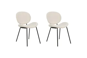 Set med 2 matstolar Luana - Vit, Svart/Bouclé - Möbler - Matplats - Matstol & köksstol