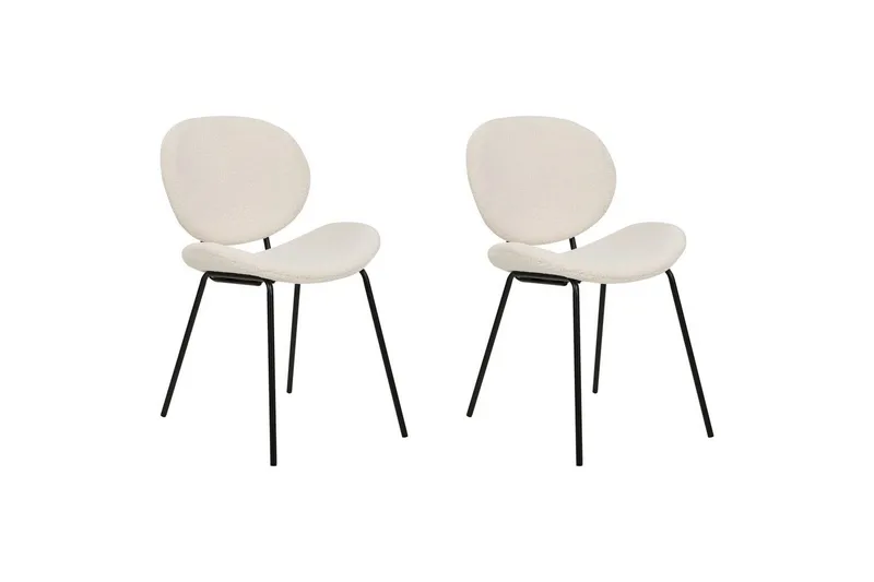 Set med 2 matstolar Luana - Vit, Svart/Bouclé - Möbler - Matplats - Matstol & köksstol