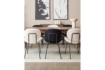 Set med 2 matstolar Luana - Vit, Svart/Bouclé - Möbler - Matplats - Matstol & köksstol