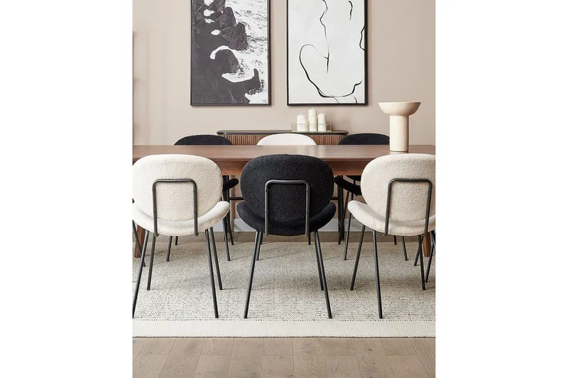 Set med 2 matstolar Luana - Vit, Svart/Bouclé - Möbler - Matplats - Matstol & köksstol