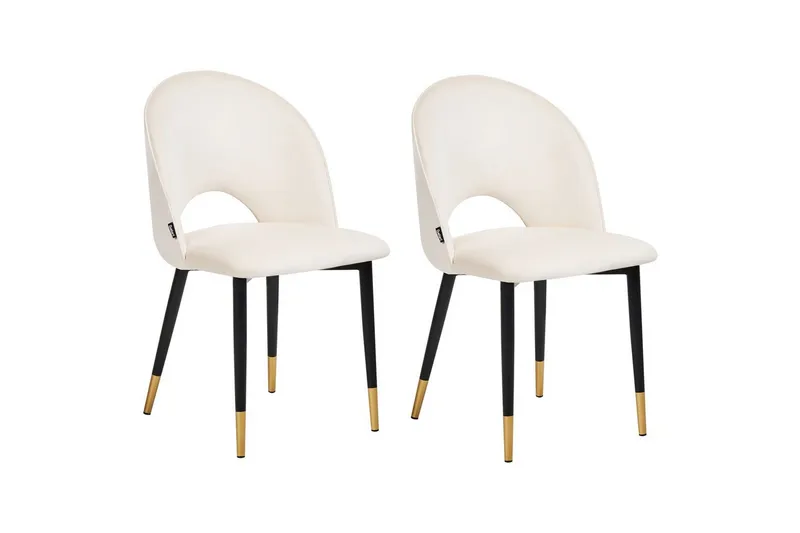 Set med 2 matstolar Magalia, Beige, svart, guld