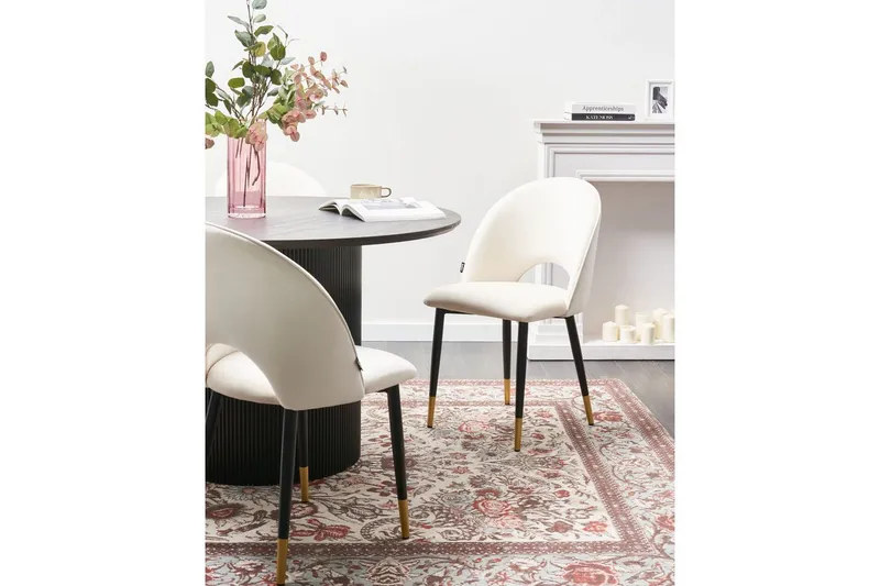 Set med 2 matstolar Magalia - Beige, svart, guld - Möbler - Matplats - Matstol & köksstol