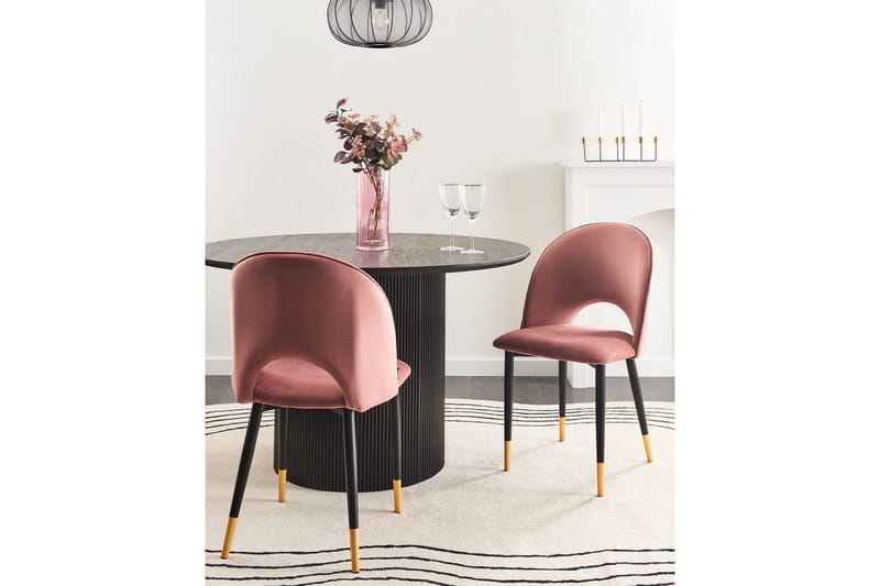 Set med 2 matstolar Magalia - Rosa, svart, guld - Möbler - Matplats - Matstol & köksstol