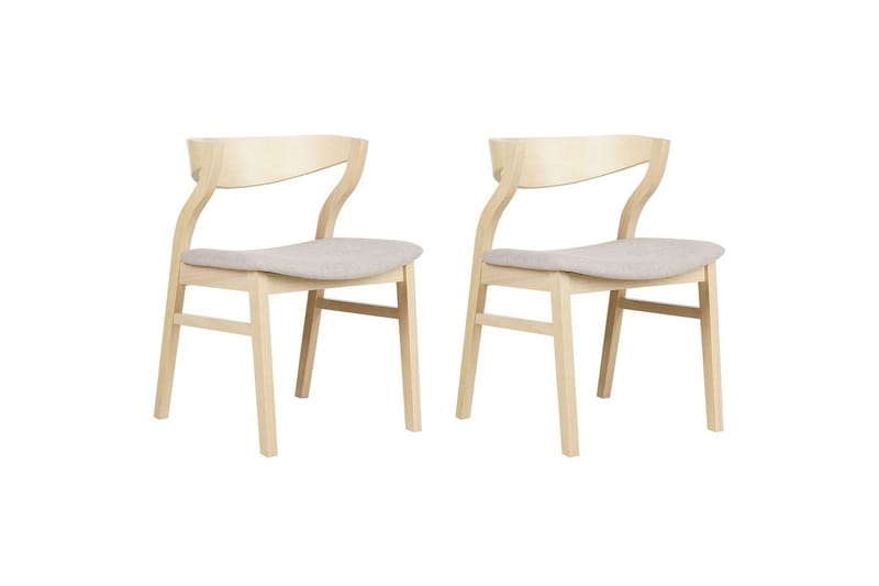 Set med 2 matstolar Maroa, Ljus trä, beige