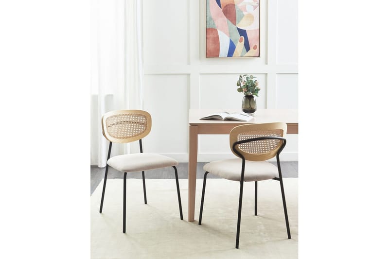 Set med 2 matstolar Mayetta - Natur, Beige, Svart - Möbler - Matplats - Matstol & köksstol