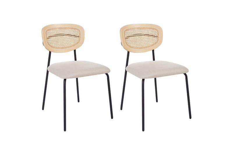 Set med 2 matstolar Mayetta, Natur, Beige, Svart