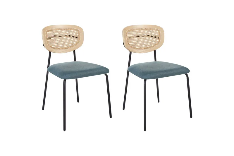 Set med 2 matstolar Mayetta, Natur, blå, svart