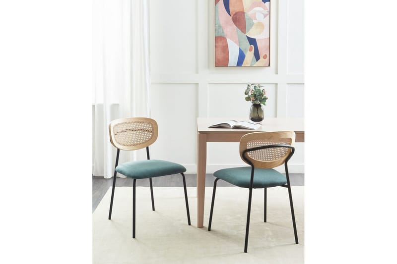 Set med 2 matstolar Mayetta - Natur, blå, svart - Möbler - Matplats - Matstol & köksstol