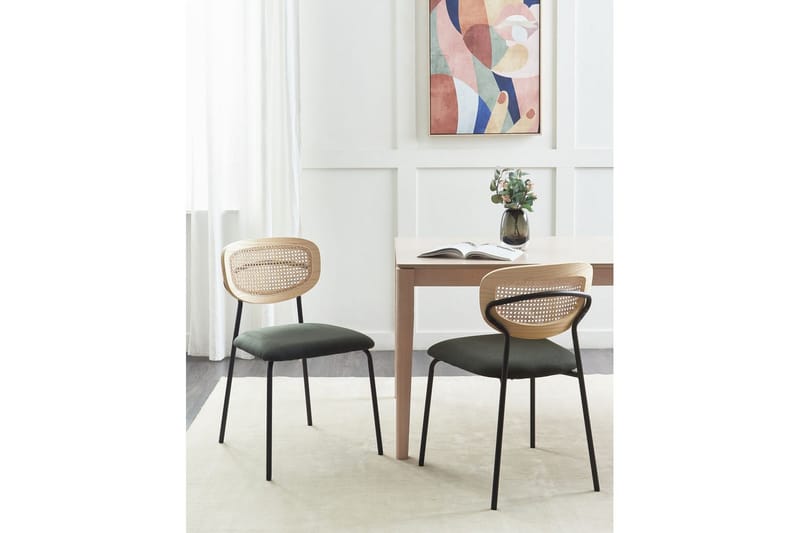 Set med 2 matstolar Mayetta - Natur, grön, svart - Möbler - Matplats - Matstol & köksstol