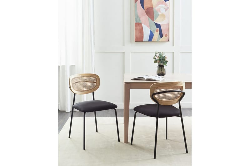 Set med 2 matstolar Mayetta - Natur, svart - Möbler - Matplats - Matstol & köksstol