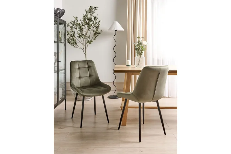 Set med 2 matstolar Melrose - Grön, Svart - Möbler - Matplats - Matstol & köksstol