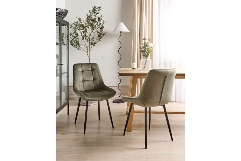 Set med 2 matstolar Melrose - Grön, Svart - Möbler - Matplats - Matstol & köksstol