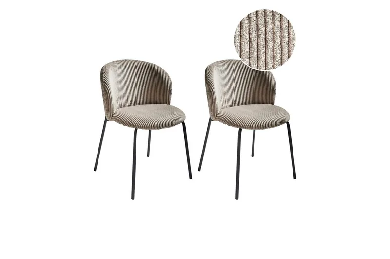 Set med 2 matstolar Miles, Beige, svart