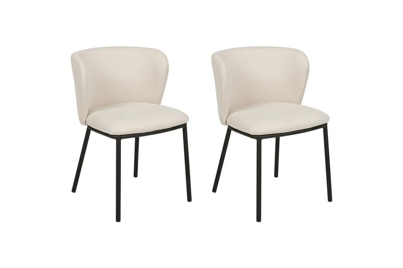 Set med 2 matstolar Mina, Beige, svart/Polyester