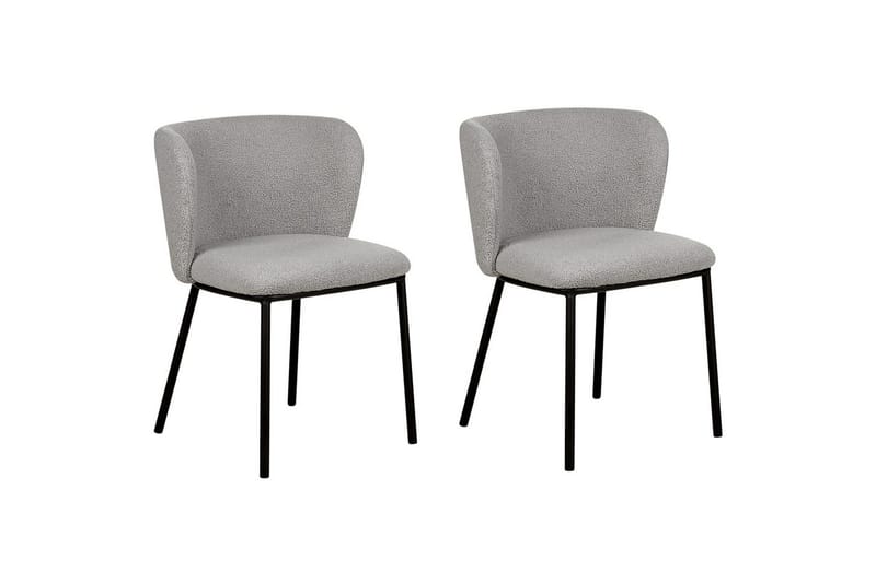 Set med 2 matstolar Mina - Grå, svart/Bouclé - Möbler - Matplats - Matstol & köksstol
