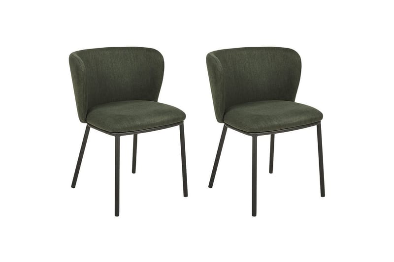 Set med 2 matstolar Mina - Grön, Svart/Polyester - Möbler - Matplats - Matstol & köksstol
