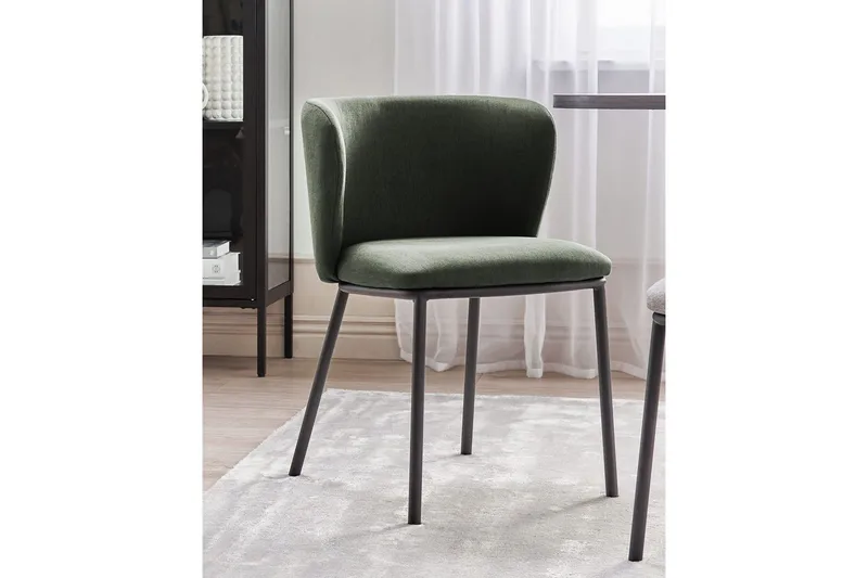 Set med 2 matstolar Mina - Grön, Svart/Polyester - Möbler - Matplats - Matstol & köksstol