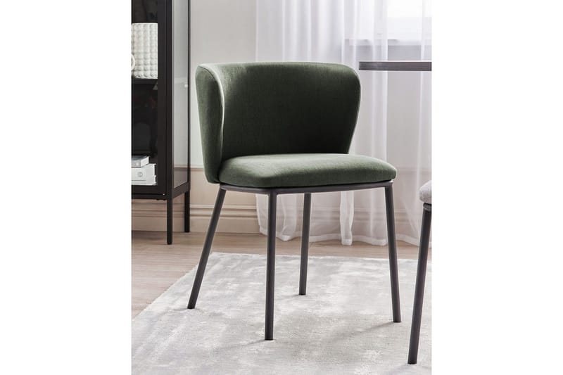 Set med 2 matstolar Mina - Grön, Svart/Polyester - Möbler - Matplats - Matstol & köksstol