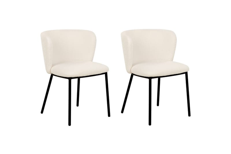Set med 2 matstolar Mina - Vit, Svart/Bouclé - Möbler - Matplats - Matstol & köksstol