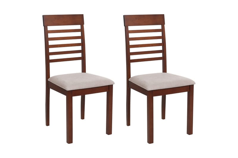 Set med 2 matstolar Ortley, Mörk trä, beige