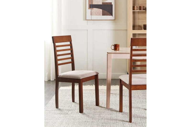 Set med 2 matstolar Ortley - Mörk trä, beige - Möbler - Matplats - Matstol & köksstol