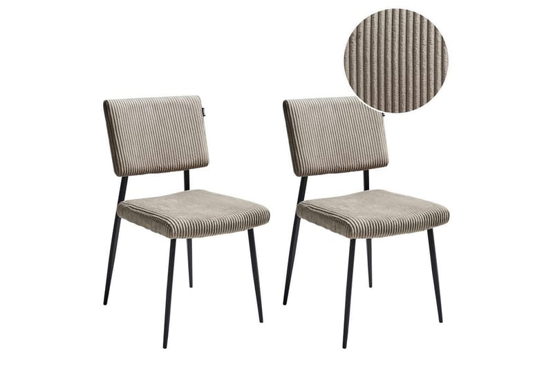 Set med 2 matstolar Sturgis, Beige, svart