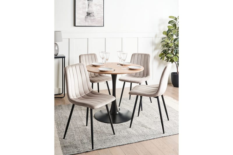 Set med 4 matstolar Kalispell - Beige, svart - Möbler - Matplats - Matstol & köksstol