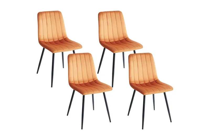 Set med 4 matstolar Kalispell, Orange, svart