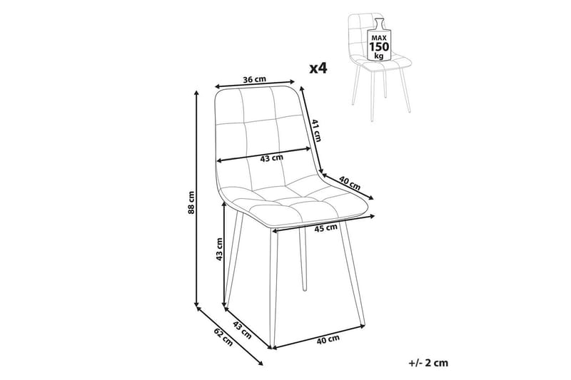 Set med 4 matstolar Powell - Vit, Svart - Möbler - Matplats - Matstol & köksstol