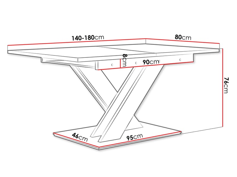 Shea Förlängningsbart Matbord 140-180 cm Rektangulär - Vit - Möbler - Matplats - Matbord & köksbord