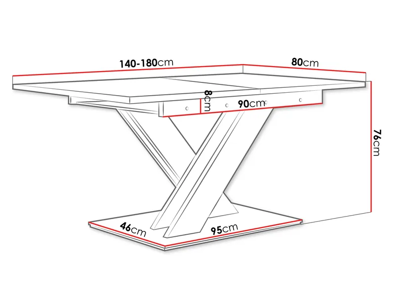 Shea Förlängningsbart Matbord 140-180 cm Rektangulär - Vit - Möbler - Matplats - Matbord & köksbord