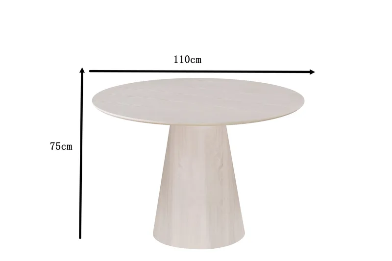 Siena Litet Matbord Runt 110cm Fanér - Vitpigmenterat - Möbler - Matplats - Matbord & köksbord