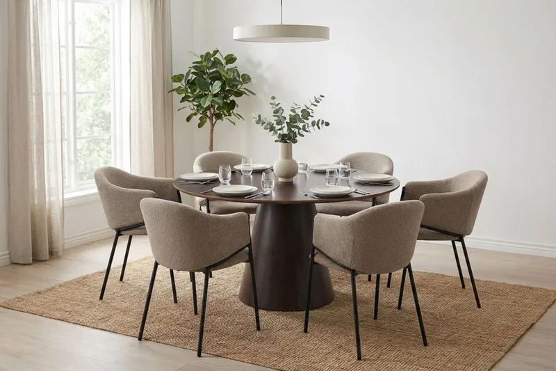 Siena Matbord Runt 130cm Fanér - Mörkbrun Rökt ek - Möbler - Matplats - Matbord & köksbord