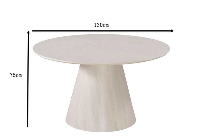 Siena Matbord Runt 130cm Fanér - Vitpigmenterat - Möbler - Matplats - Matbord & köksbord