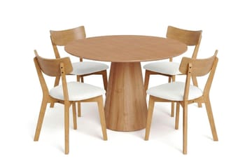 Siena Matgrupp 110 cm runt i Ek med 4 Amelia Matstolar med Dyna - Ek - Möbler - Matplats - Matgrupp & matbord med stolar